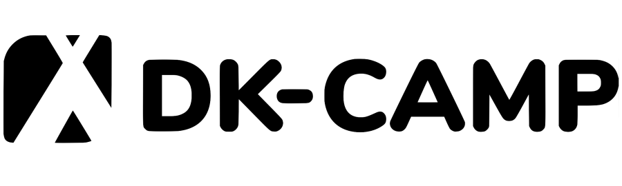 DK-CAMP official logo for Nordisk rental partner and outdoor accommodation collaborations.