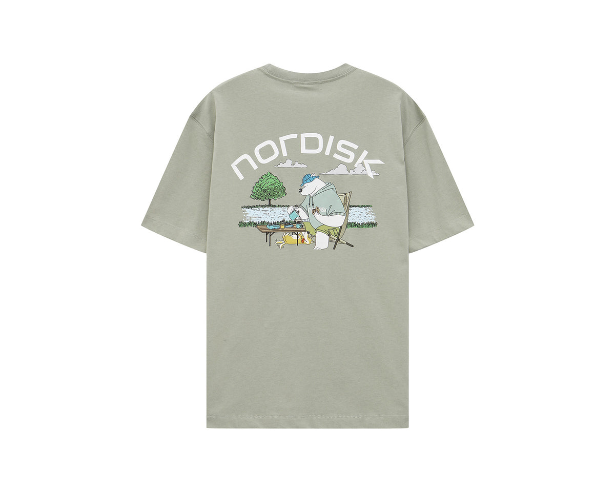 Tea Time Cartoon Polar Bear T-Shirt Unisex - Khaki