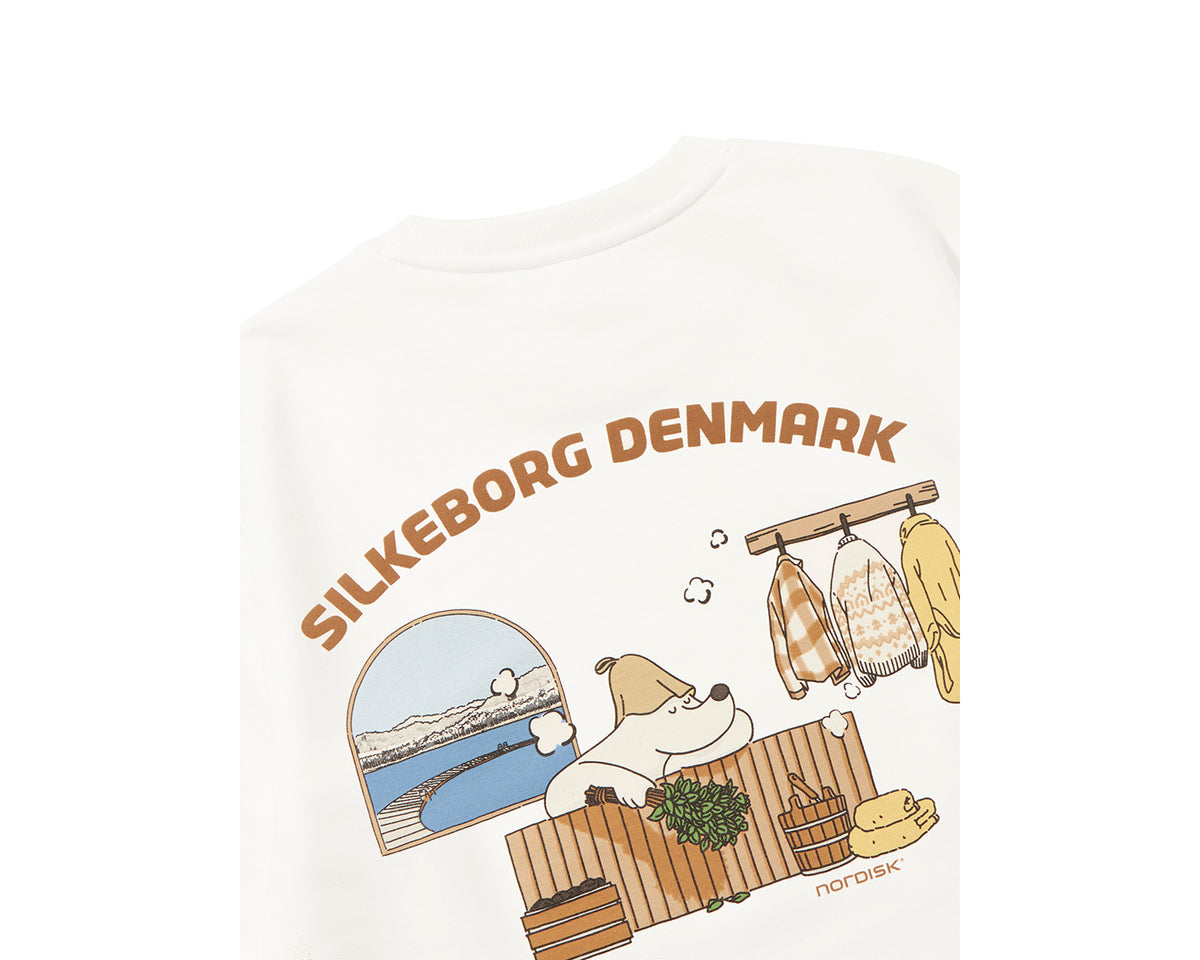 Sauna Cartoon Polar Bear Graphic Sweatshirt Unisex - Off White