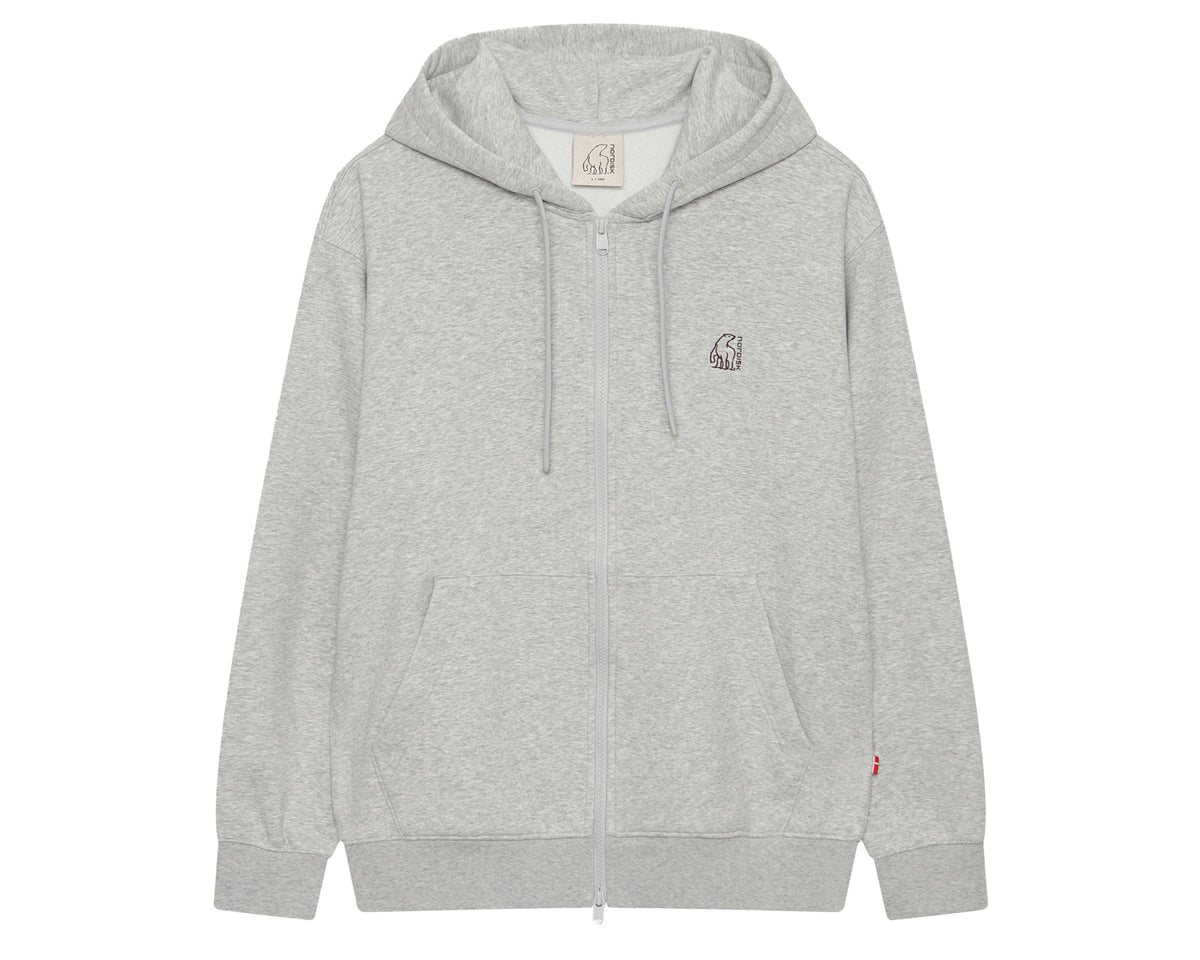 Basic Zip-Up Hoodie Unisex - Light Grey