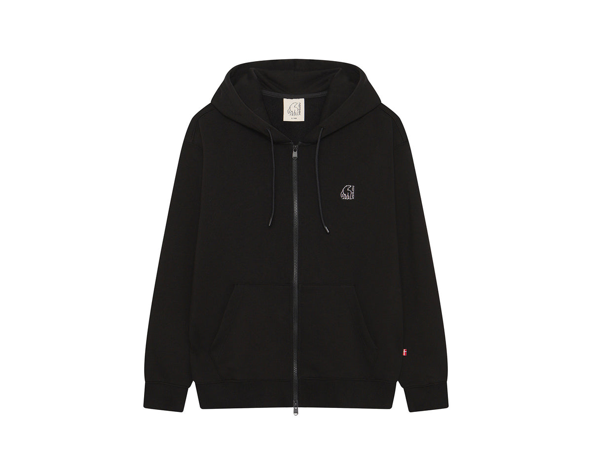 Basic Zip-Up Hoodie Unisex - Black