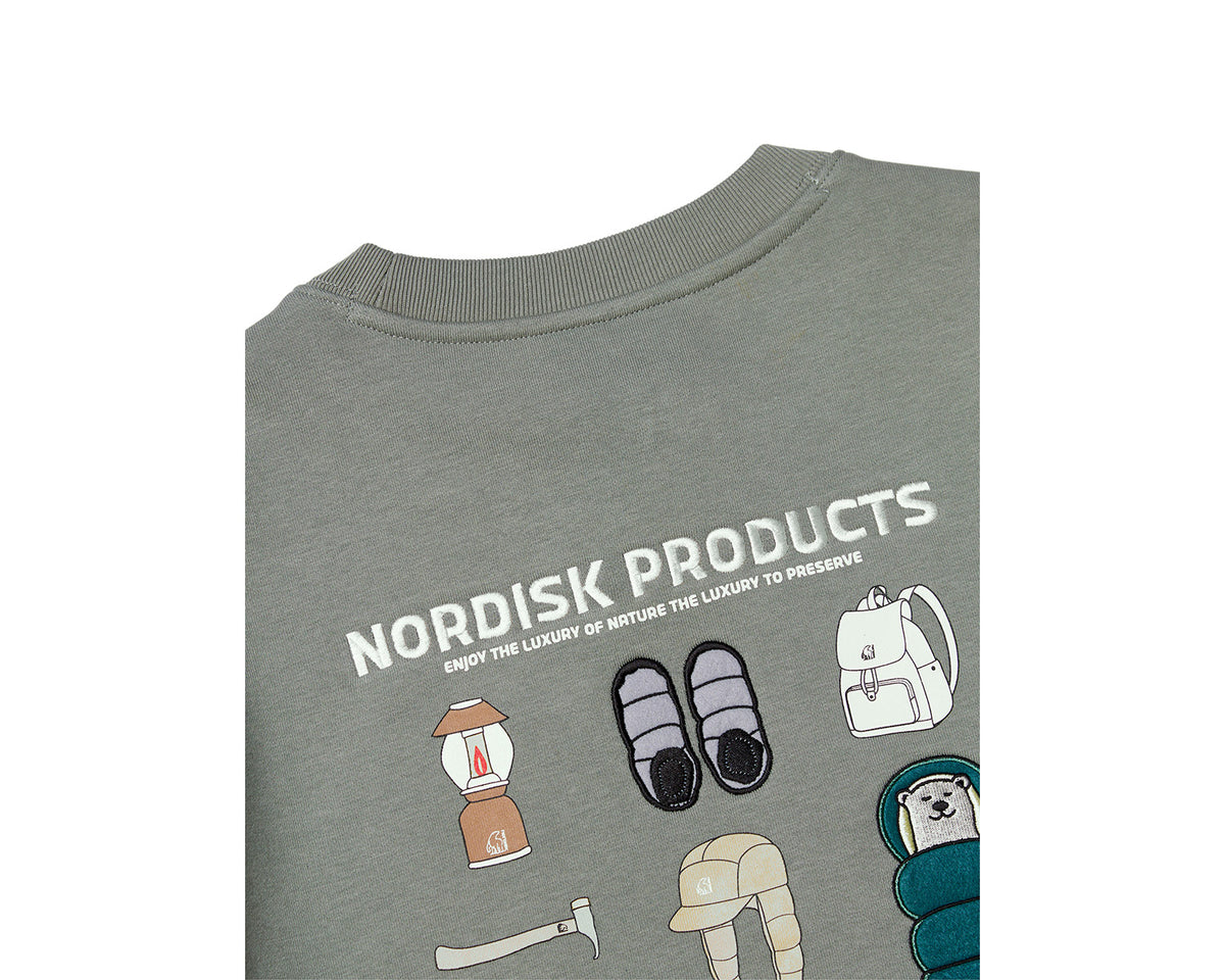 Camping Bear Back Brushed Sweatshirt Unisex - Jade