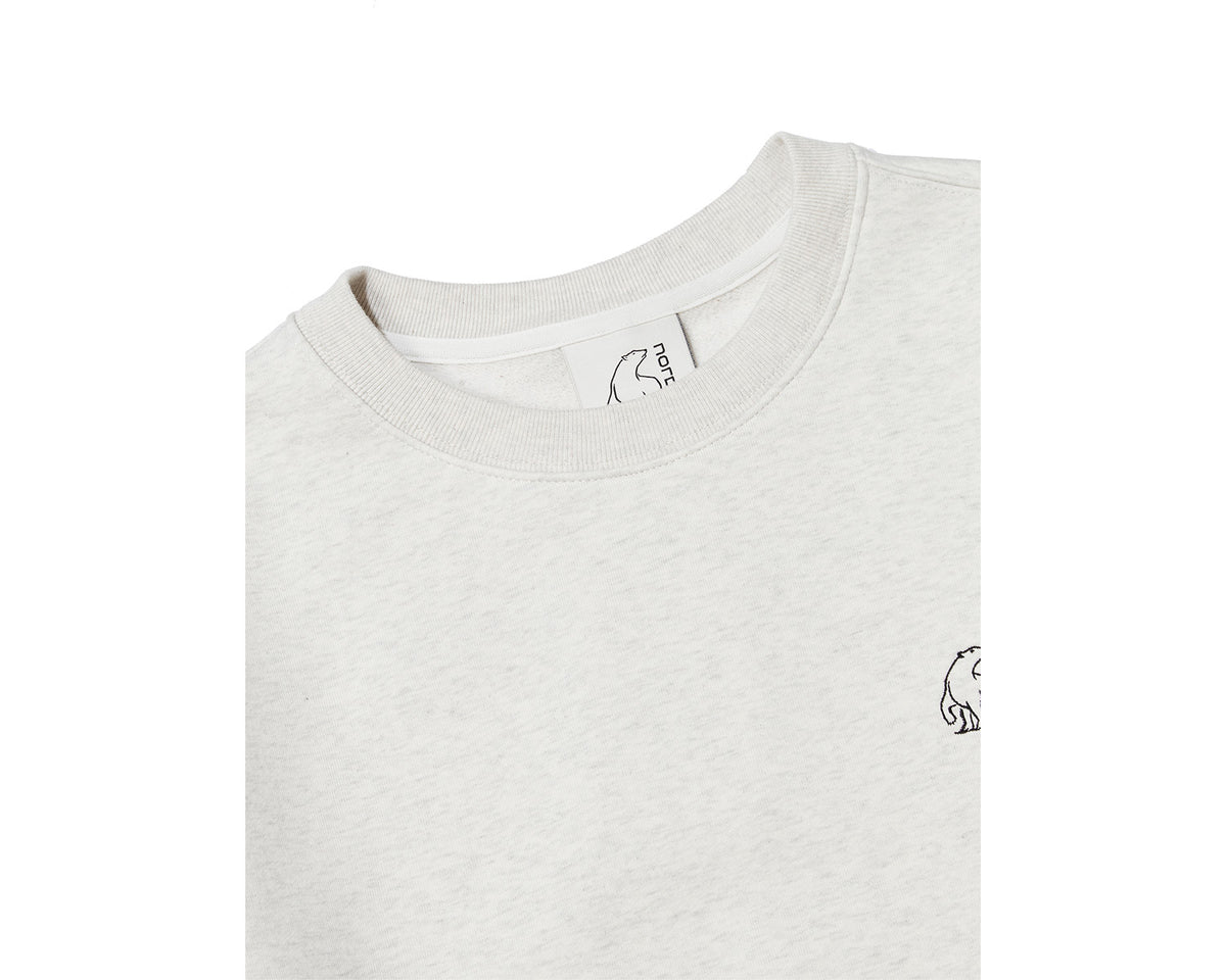 Camping Bear Back Brushed Sweatshirt Unisex - Oatmeal Melange Beige