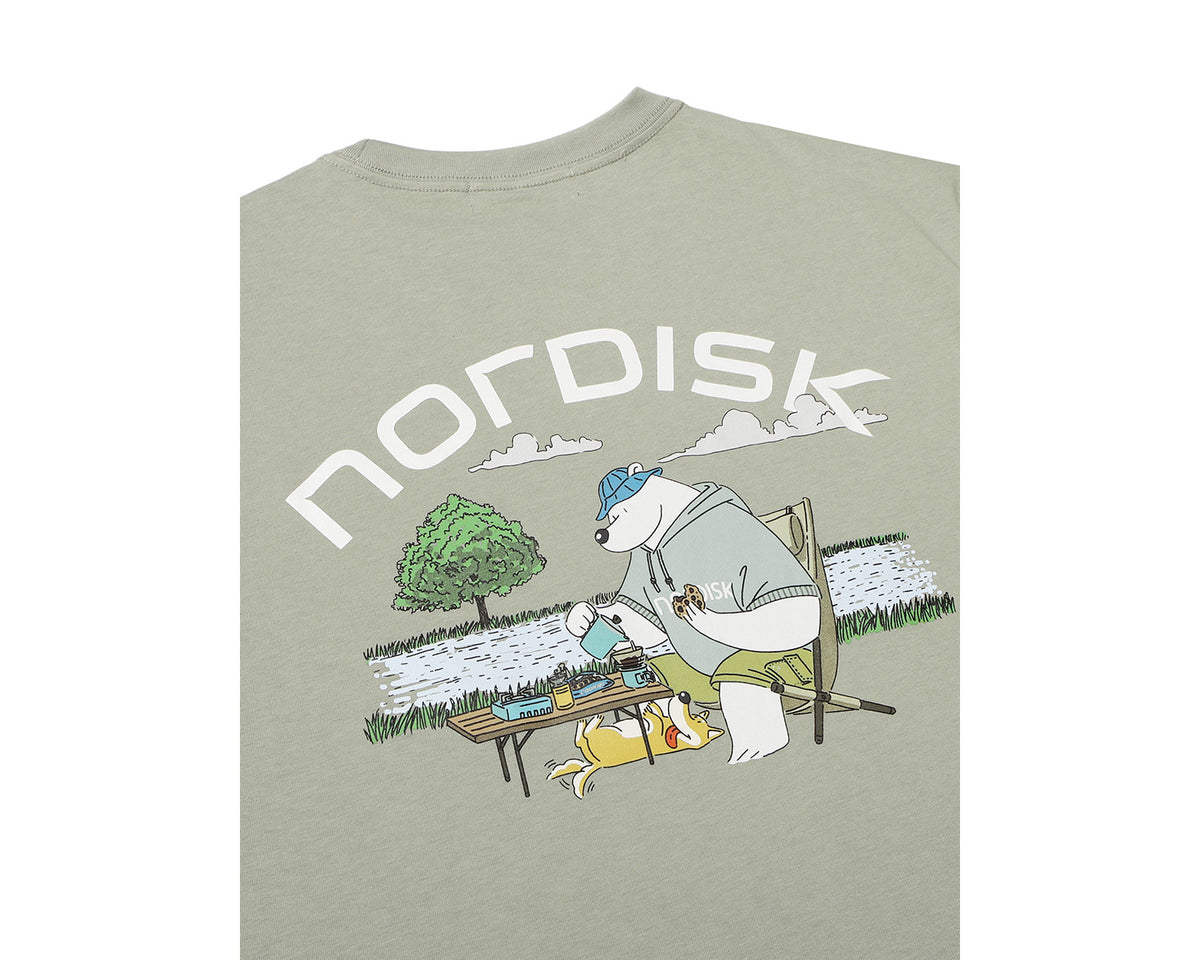 Tea Time Cartoon Polar Bear T-Shirt Unisex - Khaki