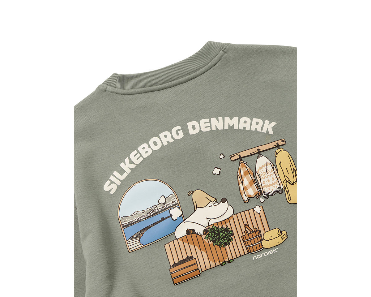 Sauna Cartoon Polar Bear Graphic Sweatshirt Unisex - Jade