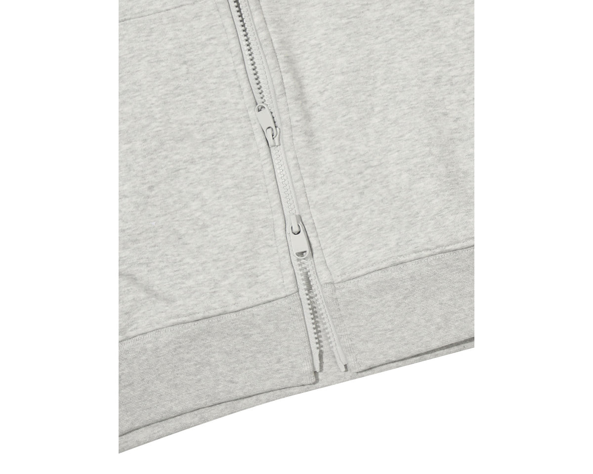 Basic Zip-Up Hoodie Unisex - Light Grey