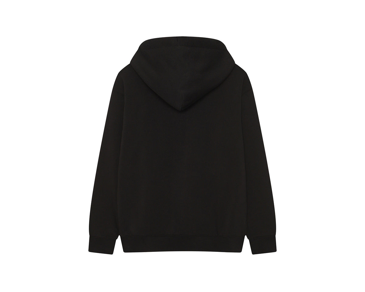 Basic Zip-Up Hoodie Unisex - Black
