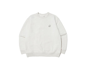 Camping Bear Back Brushed Sweatshirt Unisex - Oatmeal Melange Beige