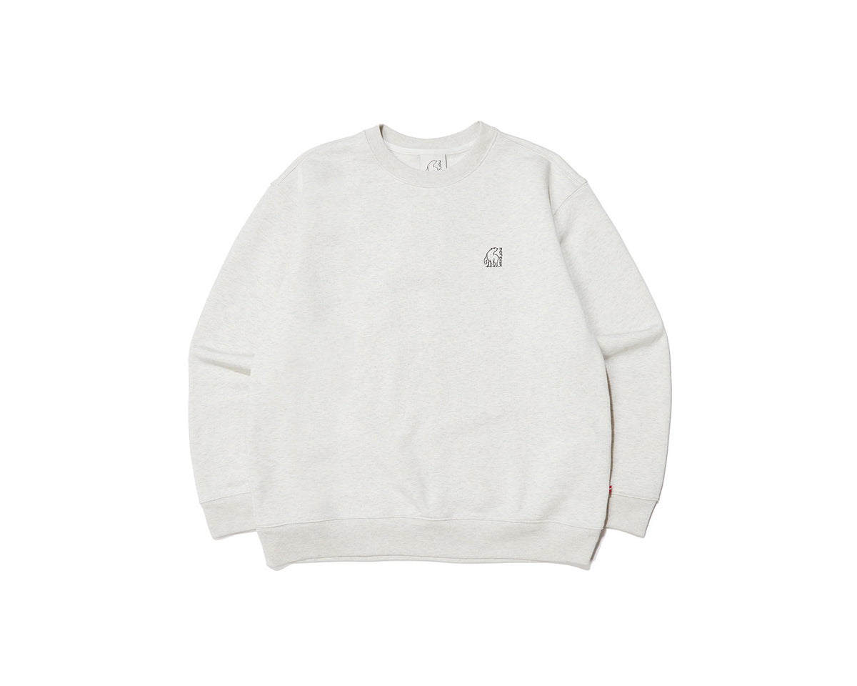 Camping Bear Back Brushed Sweatshirt Unisex - Oatmeal Melange Beige